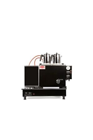 Mat Siyah 2 Demlikli(DOĞALGAZ+ELK) Tam Otomatik Çay Ocağı Kazanı Semaver Çay Makinesi