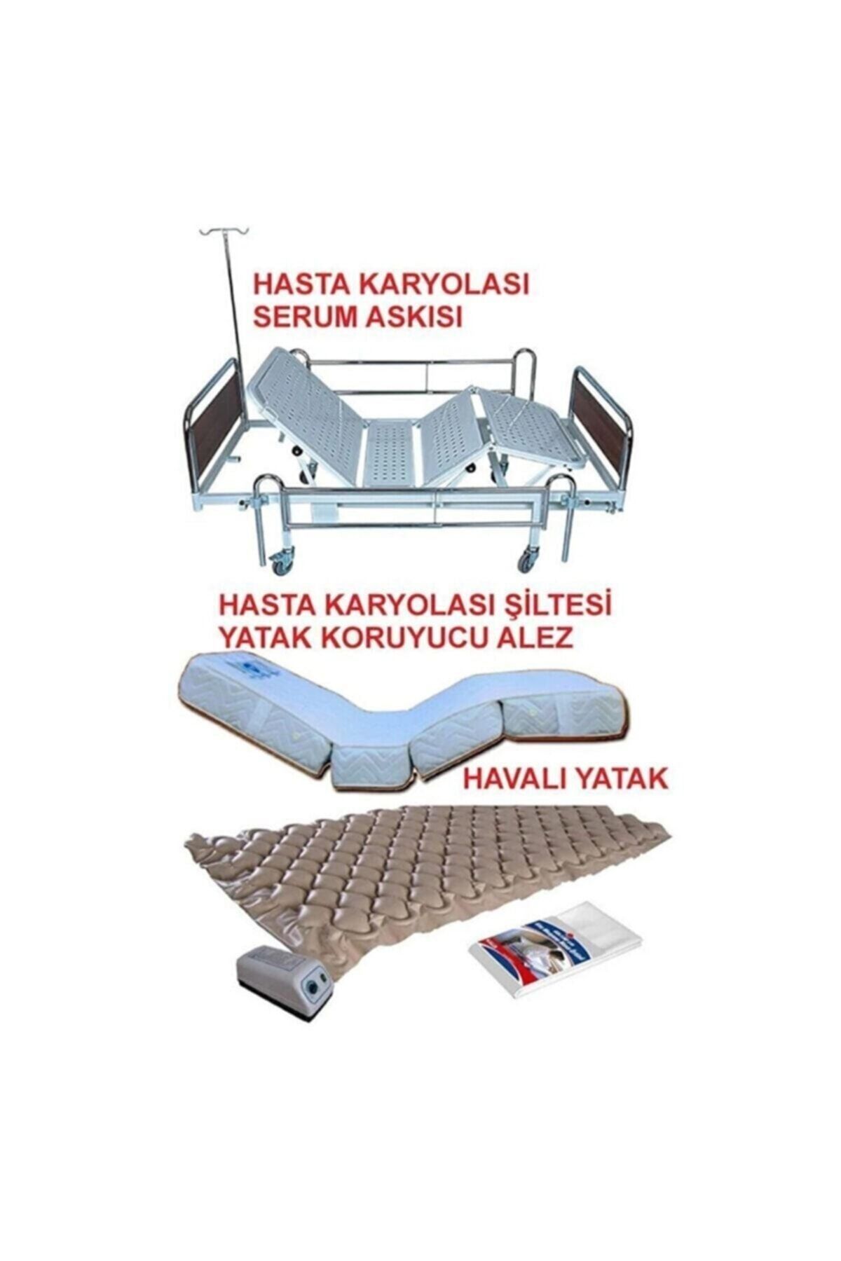 Medikaltec 2 Motorlu Hasta Karyolası + Hasta Yatağı + Baklava Dilimli Havalı Yatak Karyola Medikaltec4112 - Görsel 1 (Ön…