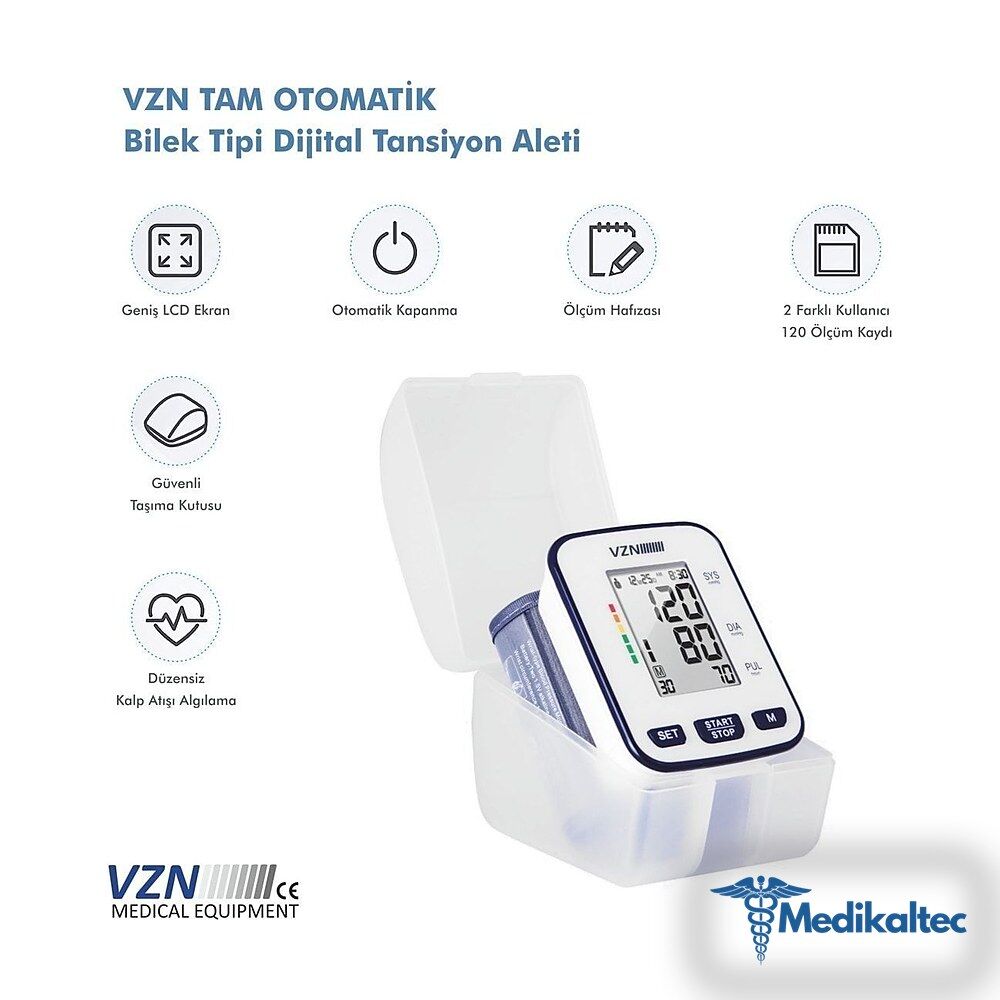 Medikaltec Vzn Bilek Tipi Türkçe Konuşan Otomatik Dijital Tansiyon Aleti Medikaltec2116 - Görsel 1 (Ön görünüm)