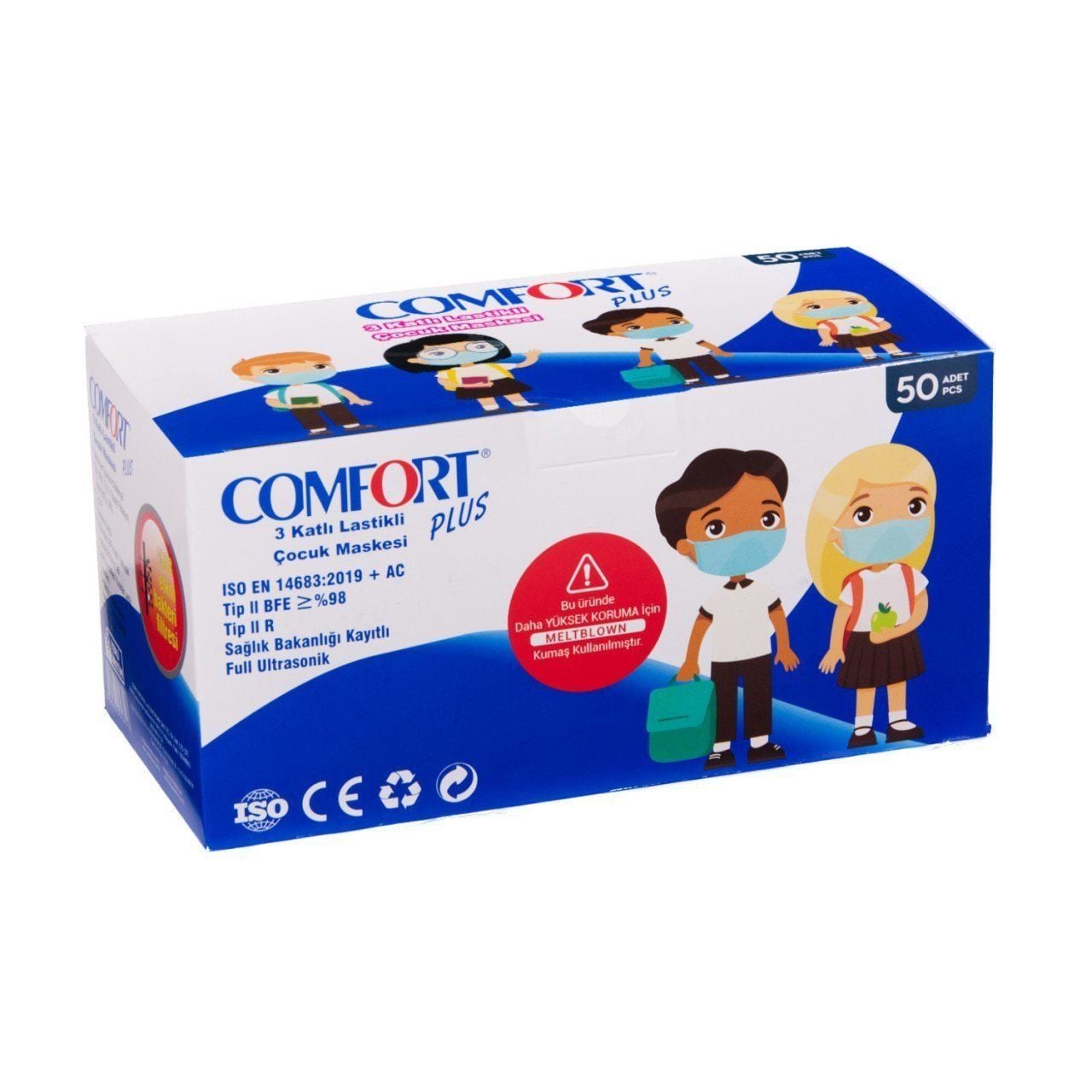Comfort Plus 3 Katlı Cerrahi Full Ultras - Medikaltec 3 Katlı Cerrahi Full Ultrasonic Maske Çocuk Meltblown lu…