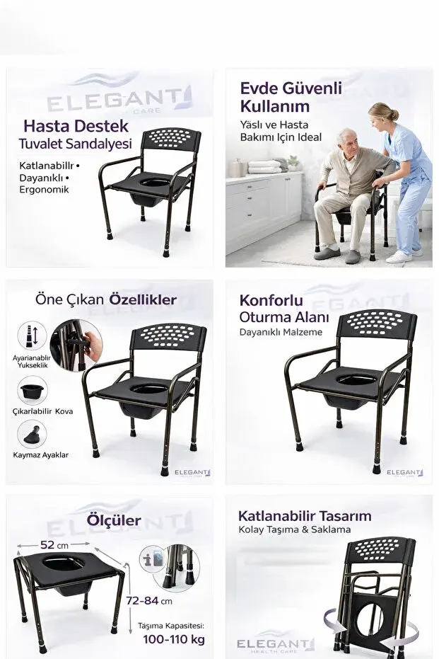 Hasta klozet yükseltici ön görünüm