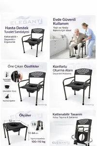 Hasta klozet yükseltici ön görünüm