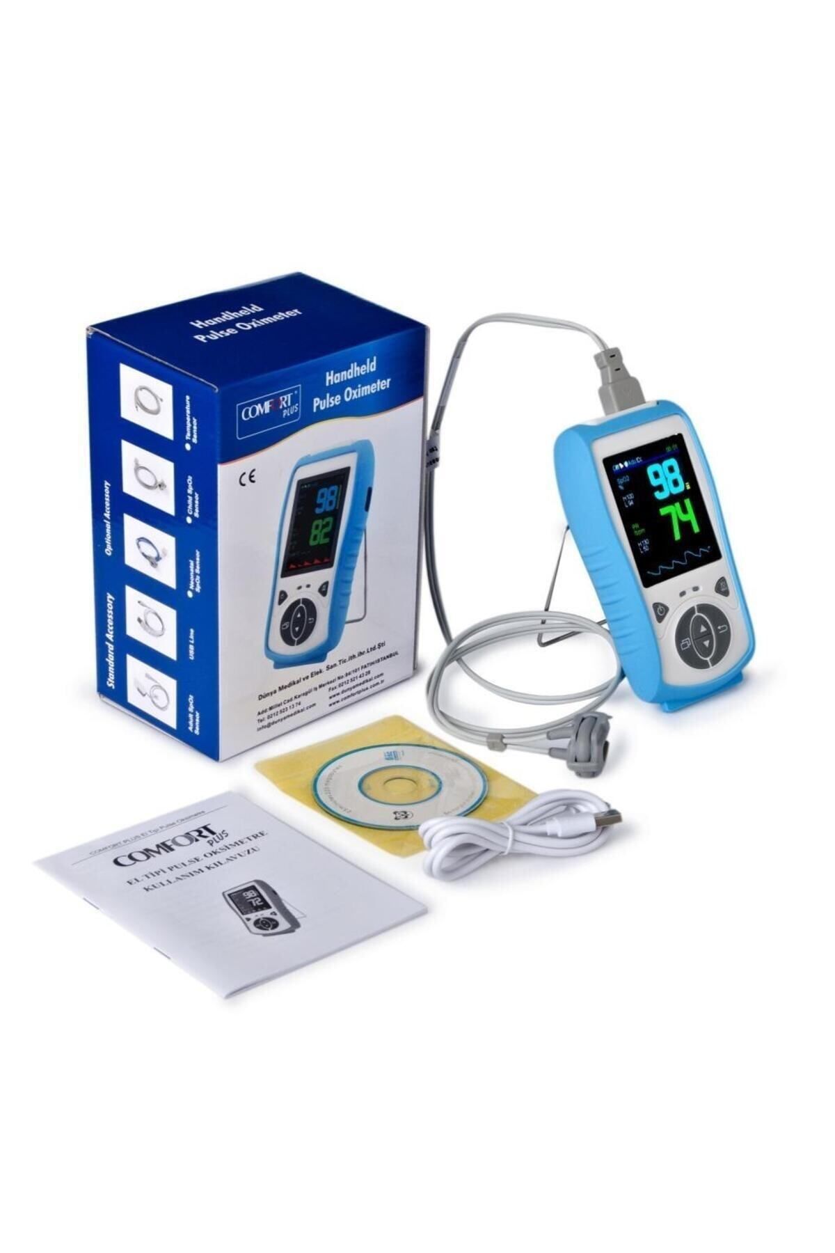 Medikaltec Comfort Plus El Tipi Yetişkin Pulseoksimtre (Hem Pilli Hem Şarjlı) Medikaltec2155 - Görsel 1 (Ön görünüm)
