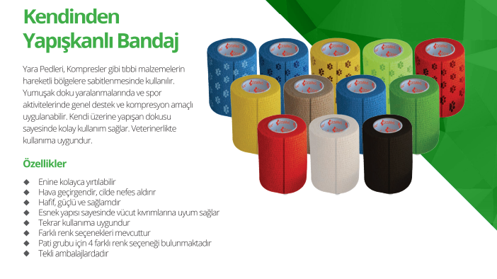 OctaCare Kendinden Yapışkanlı Bandaj Koban Bandaj 7,5 cm x 4,5 m  Sarı Renk 12 Adet