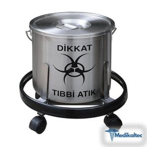 Medikaltec Paslanmaz Çelik Tıbbi Atık Kovası - Görsel 1