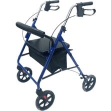 Rr-03 Çantalı Lüks Mavi Rolatör Alüminyu - Rr- Çantalı Lüks Mavi Rolatör Alüminyum Katlanabilir