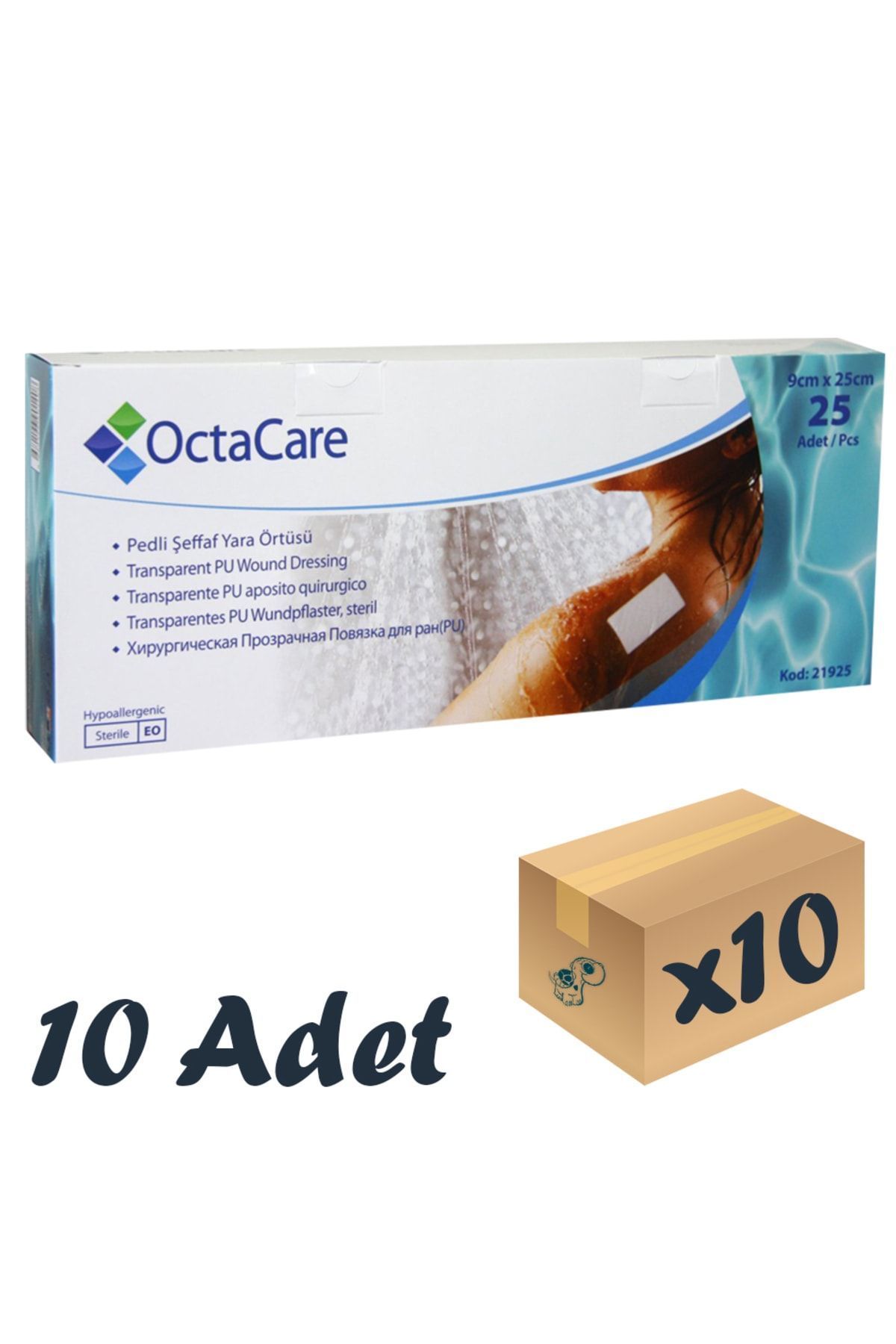 Medikaltec Şeffaf Su Geçirmez Yara Örtüsü 9cm X 25cm 10 Adet Tekli Steril Paket Medikaltec2216 - Görsel 1 (Ön görünüm)