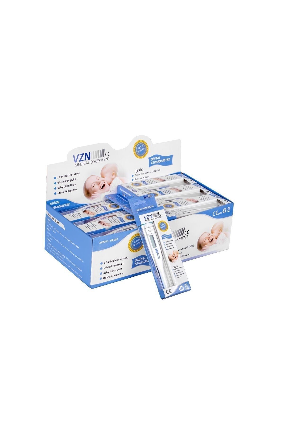 Medikaltec Vzn Yb009 Beden Derecesi/kalem Tipi Termometre/dijital Ateş Ölçer Medikaltec4219 - Görsel 1 (Ön görünüm)