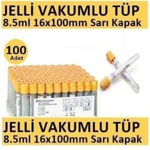 100 Adet Kan Alma Tüpü, Vakumlu Jelli, S - Medikaltec Adet Kan Alma Tüpü, Vakumlu Jelli, Sarı Kapak 8.5ml 16x100mm, Bd…