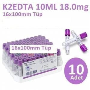 100 Adet Kan Alma Tüpü, Mor Kapak, K2E K - Medikaltec Adet Kan Alma Tüpü, Mor Kapak, K2E K2EDTA 10ml 18mg 16x100mm, Bd Vacutainer