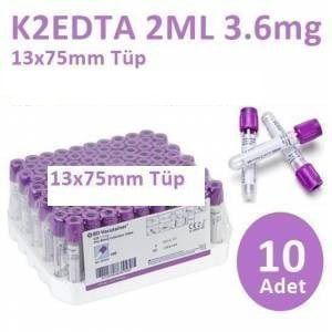 Medikaltec 100 Adet Kan Alma Tüpü, Mor Kapak, K2E K2EDTA 2ml 3.6mg 13x75mm, Bd Vacutainer