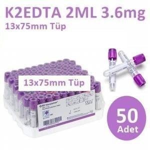50 Adet Kan Alma Tüpü, Mor Kapak, K2E K2 - Medikaltec Adet Kan Alma Tüpü, Mor Kapak, K2E K2EDTA 2ml 3.6mg 13x75mm, Bd…