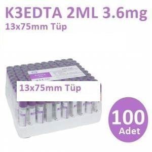 100 Adet Kan Alma Tüpü, Mor Kapak, K3E K - Medikaltec Adet Kan Alma Tüpü, Mor Kapak, K3E K3EDTA 2ml 3.6mg 13x75mm, Bd…