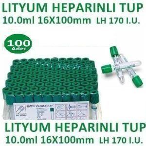 100 Adet Kan Alma Tüpü, Lityum Heparinli - Medikaltec Adet Kan Alma Tüpü, Lityum Heparinli Tüp, Yeşil Kapak 10ml 16x100mm,…