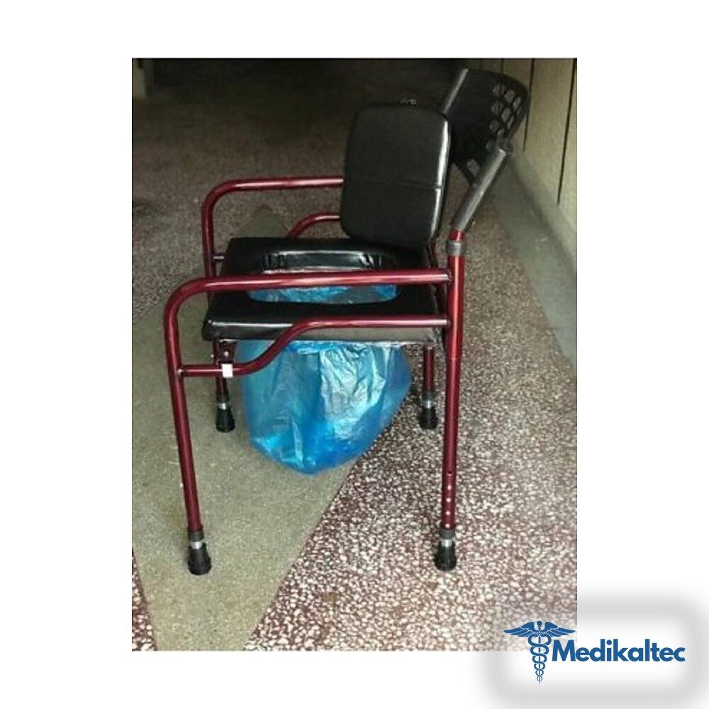 Medikaltec Deri Döşemeli Hasta Tuvaleti Klozeti Sandalyesi Kamp Seyyar Tuvalet Taşınabilir Tuvalet - Görsel 1