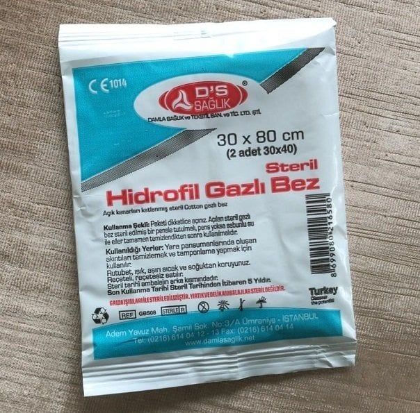 Steril Hidrofil Gazlı Bez 30 x 80 cm 500 - Medikaltec Steril Hidrofil Gazlı Bez x cm Adet Medikaltec8934 - Görsel 1 (Ön…