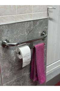 Paslanmaz Banyo Wc Havluluklu Tutunma Barı Paslanmaz Çelik