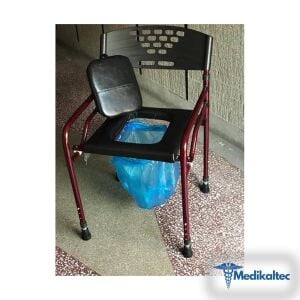 Medikaltec Deri Döşemeli Hasta Tuvaleti Klozeti Sandalyesi Seyyar Tuvalet Kamp Tuvaleti Taşınabilir - Görsel 1