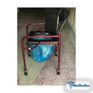 Medikaltec Deri Döşemeli Hasta Tuvaleti Klozeti Sandalyesi Seyyar Tuvalet Kamp Tuvaleti Taşınabilir - Görsel 2