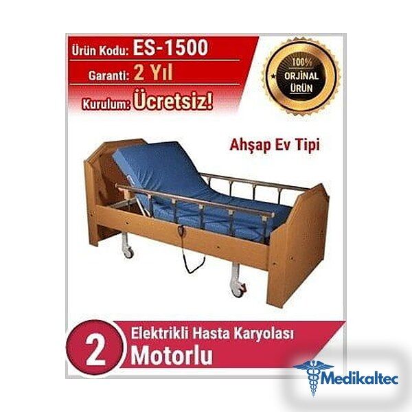 Medikaltec Hasta Karyolası Ev Tipi Ahşap İki Motorlu - Görsel 1