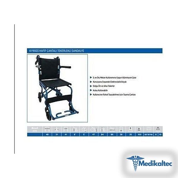 Comfort Plus KY9003 Hafif Çantalı Tekerlekli Sandalye