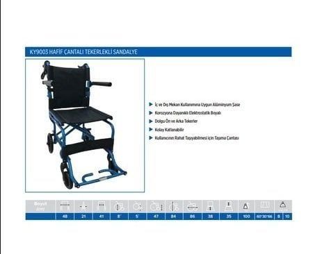 Comfort Plus KY9003 Hafif Çantalı Tekerl - Medikaltec Hafif Çantalı Tekerlekli Sandalye