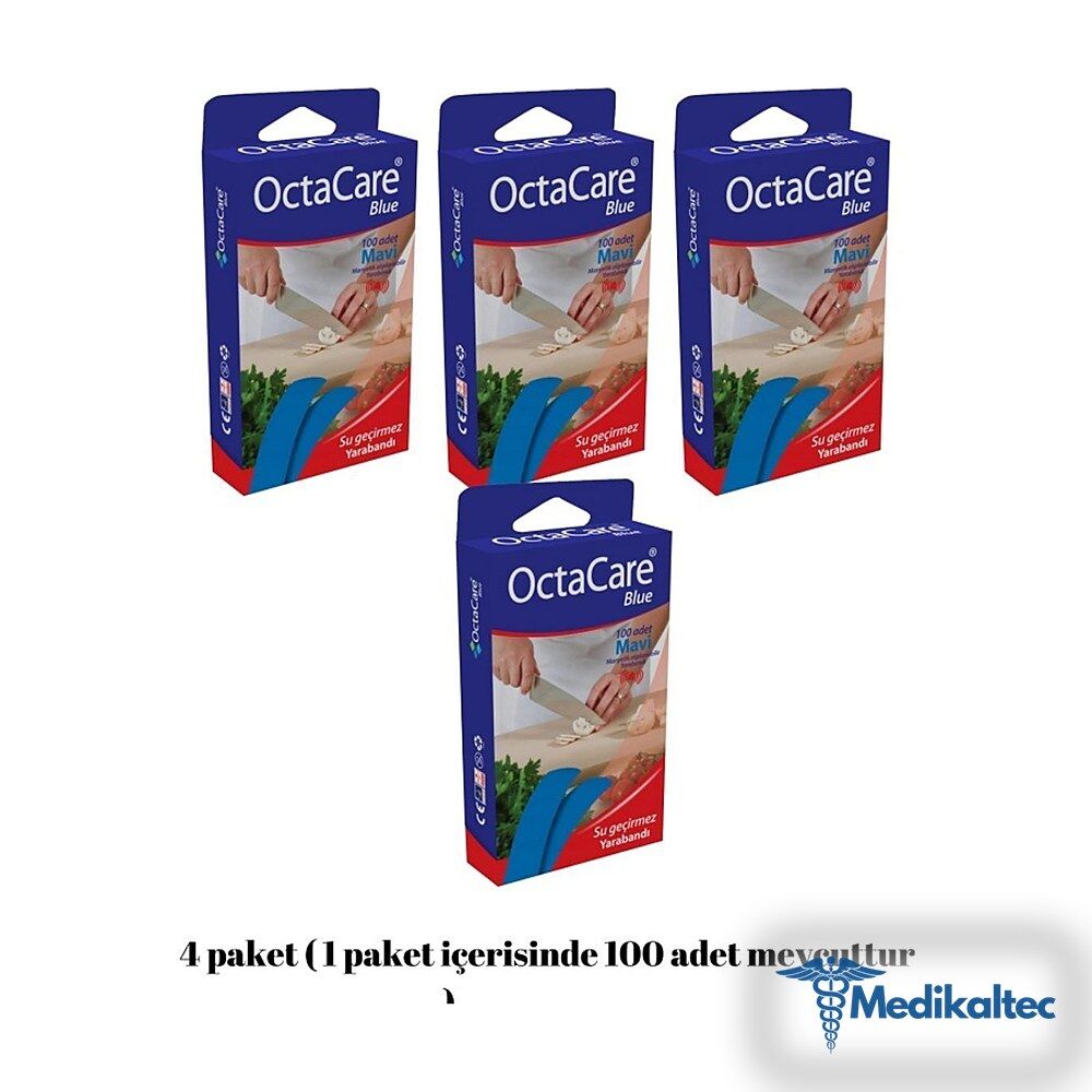 Medikaltec 4 Paket Mavi Yara Bandı Su Geçirmez Dedektör Duyarlı Medikaltec2353 - Görsel 1 (Ön görünüm)