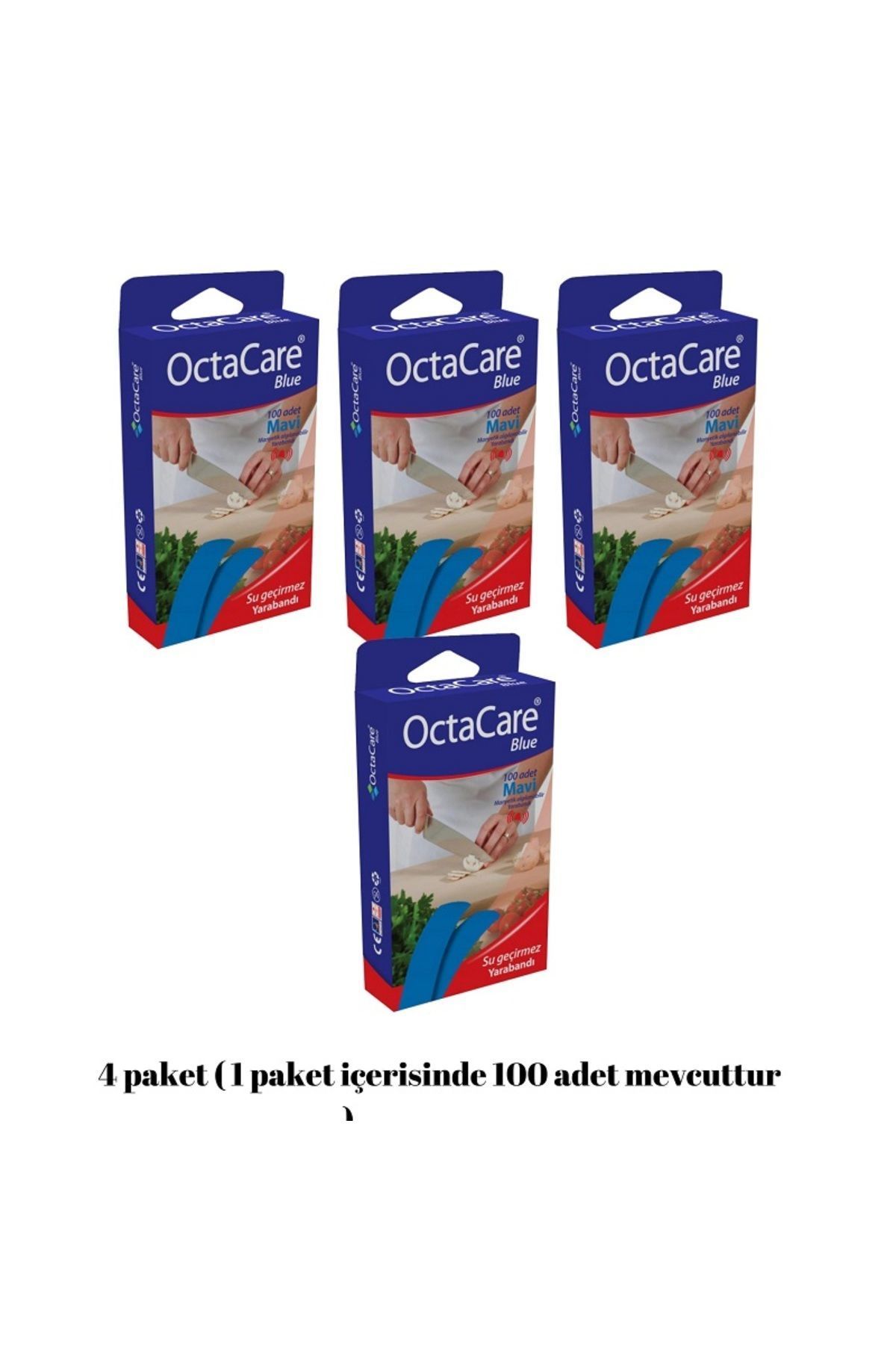 Medikaltec 4 Paket Mavi Yara Bandı Su Geçirmez Dedektör Duyarlı