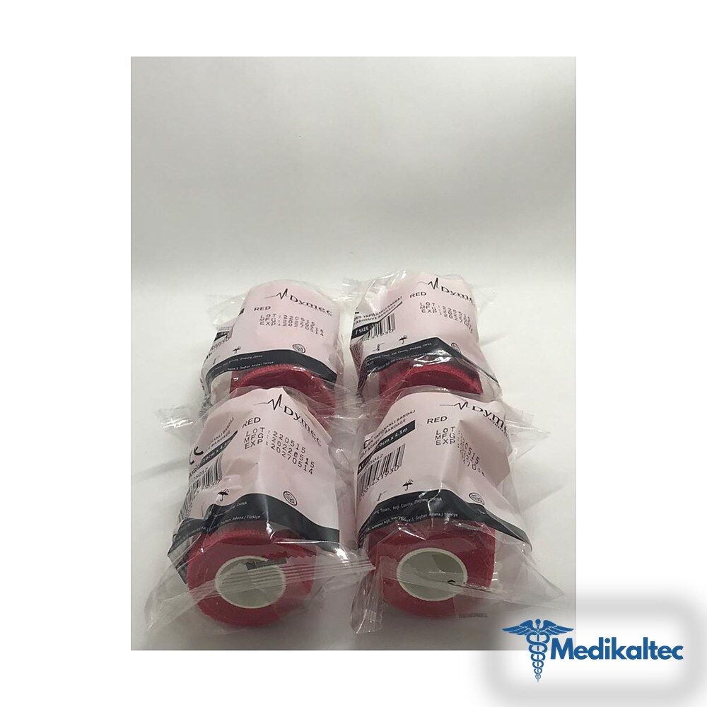 Medikaltec Dymec Kendinden Yapışkanlı Bandaj Kırmızı Ebat: 10cm X 4.5m 4'lü Medikaltec2393 - Görsel 1 (Ön görünüm)