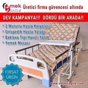 Emek 2 Motorlu Hasta Karyolası-Havalı Ya - Medikaltec 2 Motorlu Hasta Karyolası-Havalı Yatağı-Y Masaslı 4 Lü Medikaltec6853…