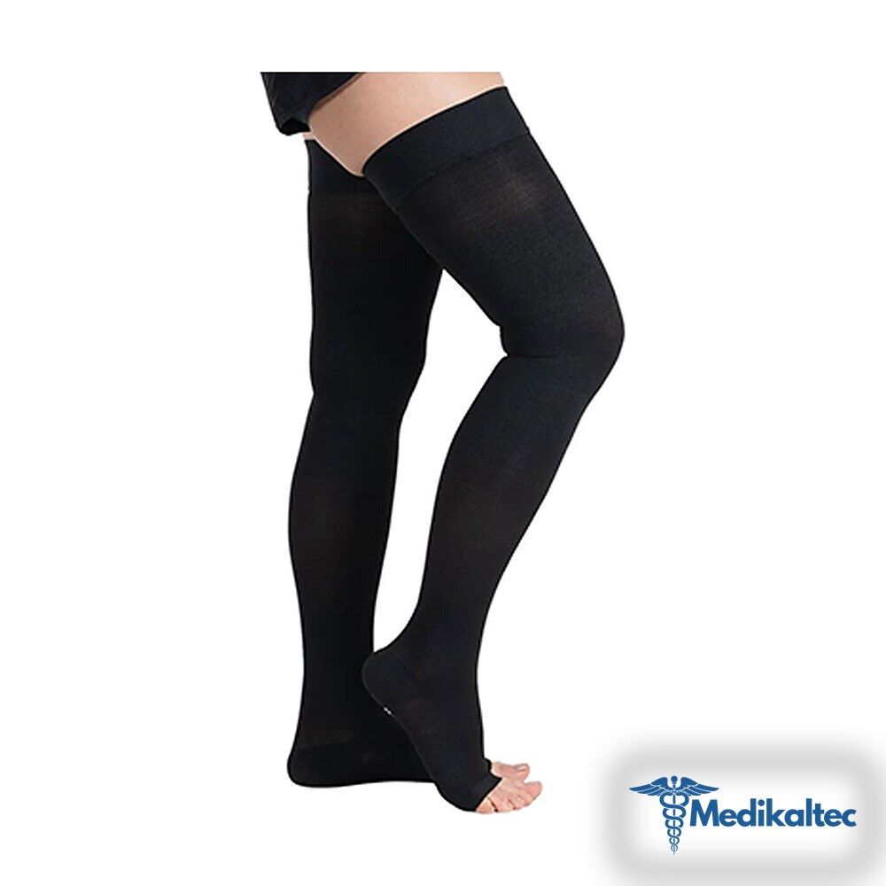 Medikaltec Unisex Siyah Diz Üstü Burnu Açık Çorap Ccl2 Medikaltec3424 - Görsel 1 (Ön görünüm)