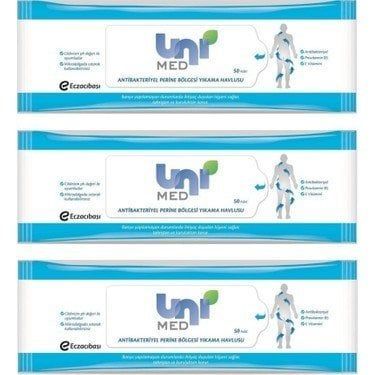 Medikaltec Unimed Antibakteriyel Perine Bölgesi Yıkama Havlusu 50 Li 3 Paket