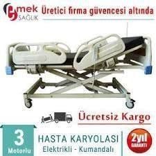 Medikaltec 3 Motorlu ABS Tabanca Ve Asansörlü Hasta Karyolası + 4 Parçalı Yatak