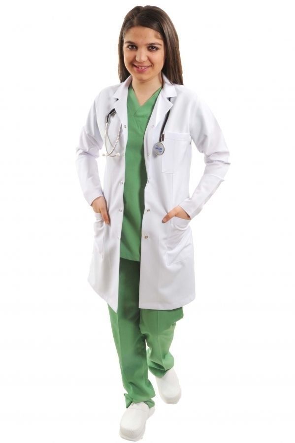 Medikaltec Bayan Doktor Klasik Yaka Vizit Önlüğü Alpaka Kumaş