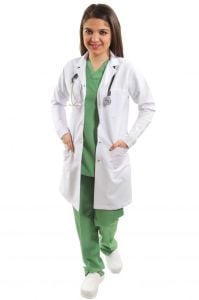Medikaltec Bayan Doktor Klasik Yaka Vizit Önlüğü Alpaka Kumaş Medikaltec5496 - Görsel 1 (Ön görünüm)