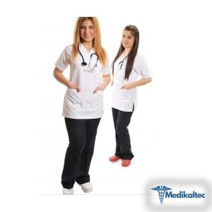 Medikaltec Dr Greys Modeli Üst Beyaz Alt Lacivert Takım Alpaka Kumaş Medikaltec5552 - Görsel 1 (Ön görünüm)