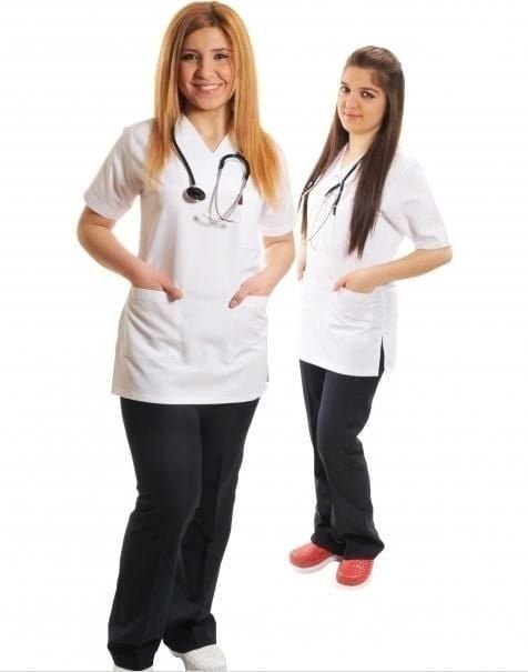 Medikaltec Dr Greys Modeli Üst Beyaz Alt Lacivert Takım Alpaka Kumaş