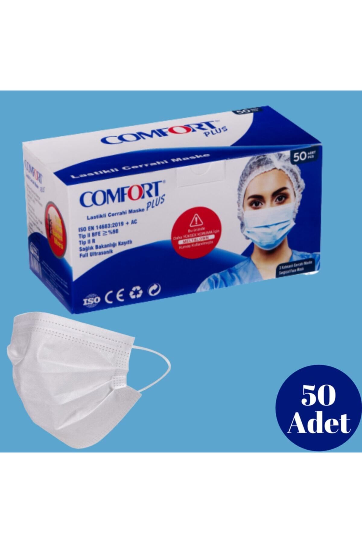 Medikaltec 3 Katlı Cerrahi Maske Full Ultrasonic Meltblown Filitreli Telli Maske (50li Paket)