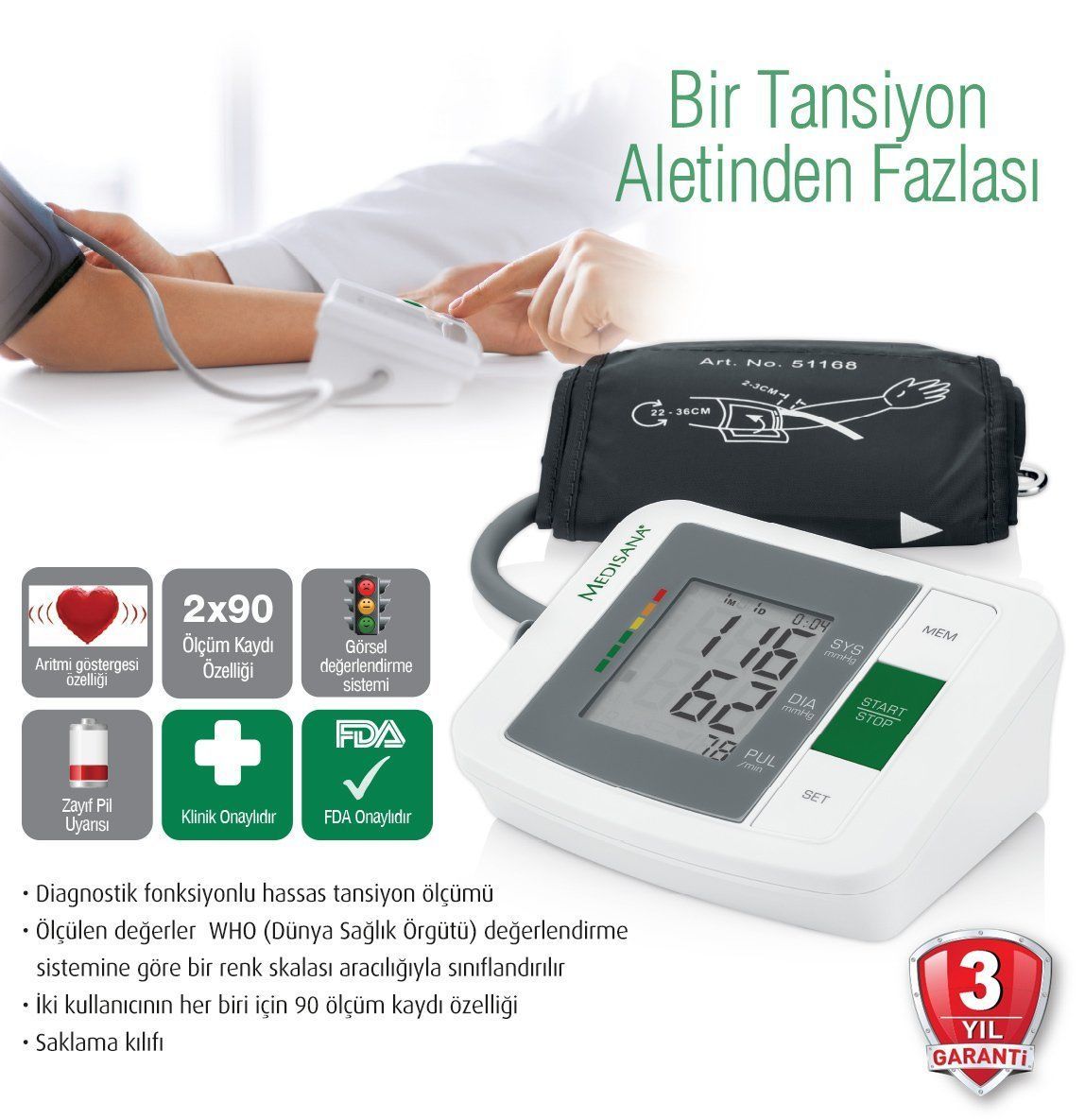 Medisana MTM 48670-Kol Tipi Dijital Tans - Medikaltec MTM -Kol Tipi Dijital Tansiyon Ölçme Cihazı Medikaltec6936 - Görsel 1…