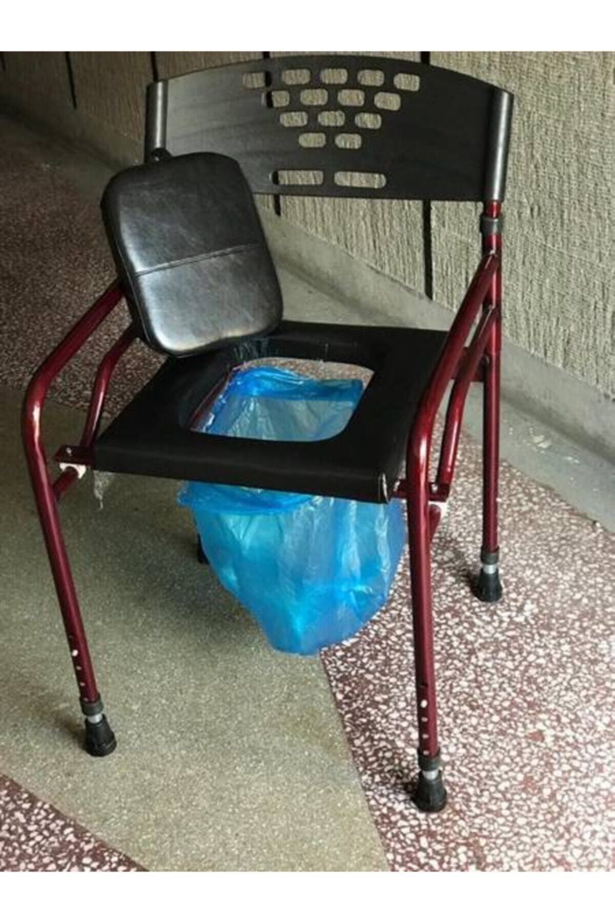 Medikaltec Deri Döşemeli Hasta Tuvaleti Klozeti Sandalyesi Seyyar Tuvalet Kamp Tuvaleti Taşınabilir Tuvalet