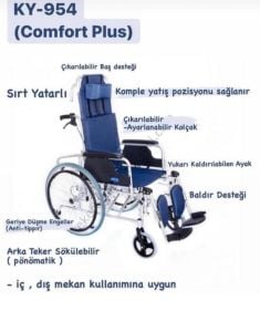Medikaltec KY954LGC-46 Alüminyum Özellikli Tekerlekli Sandalye