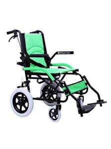 W 209 Refakatçi Frenli Katlanabilir Teke - W Refakatçi Frenli Katlanabilir Tekerlekli Sandalye Yeşil Renkli