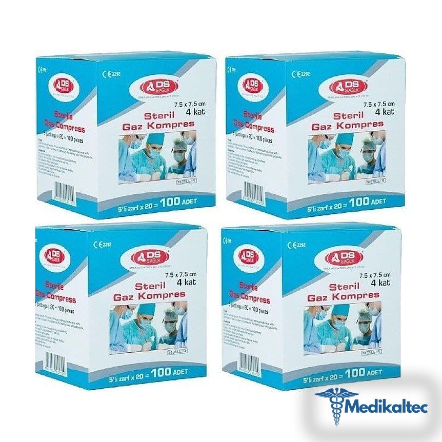 Medikaltec Steril Emici Kompres Gazlı Bez 7,5x7,5 cm - Görsel 1