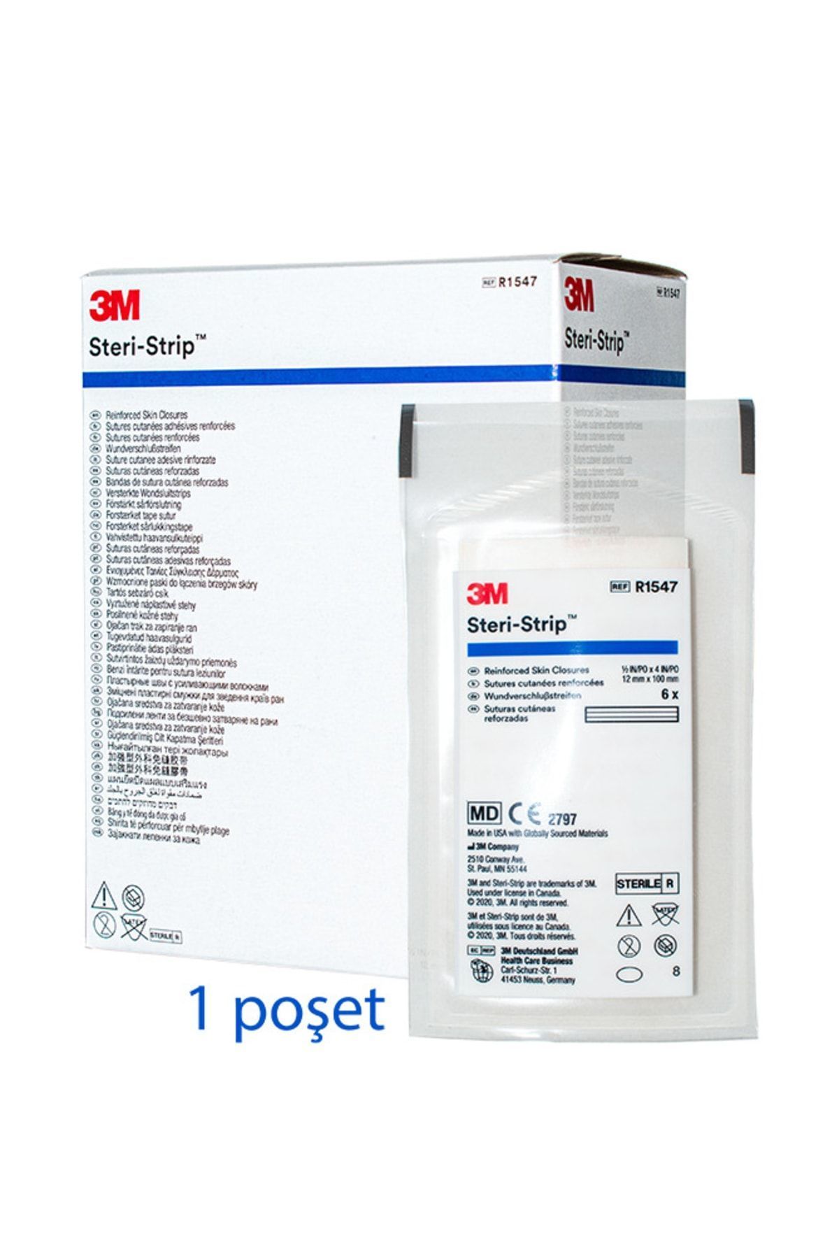 Medikaltec Steri strip Dikiş Bandı 12mm x 100mm R1547 1 Poşet Medikaltec2632 - Görsel 1 (Ön görünüm)