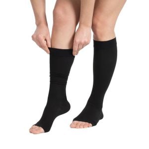 Ccl 2 Diz Altı Burnu Açık Varis Çorabı ( - Medikaltec Ccl 2 Diz Altı Burnu Açık Varis Çorabı (Siyah)