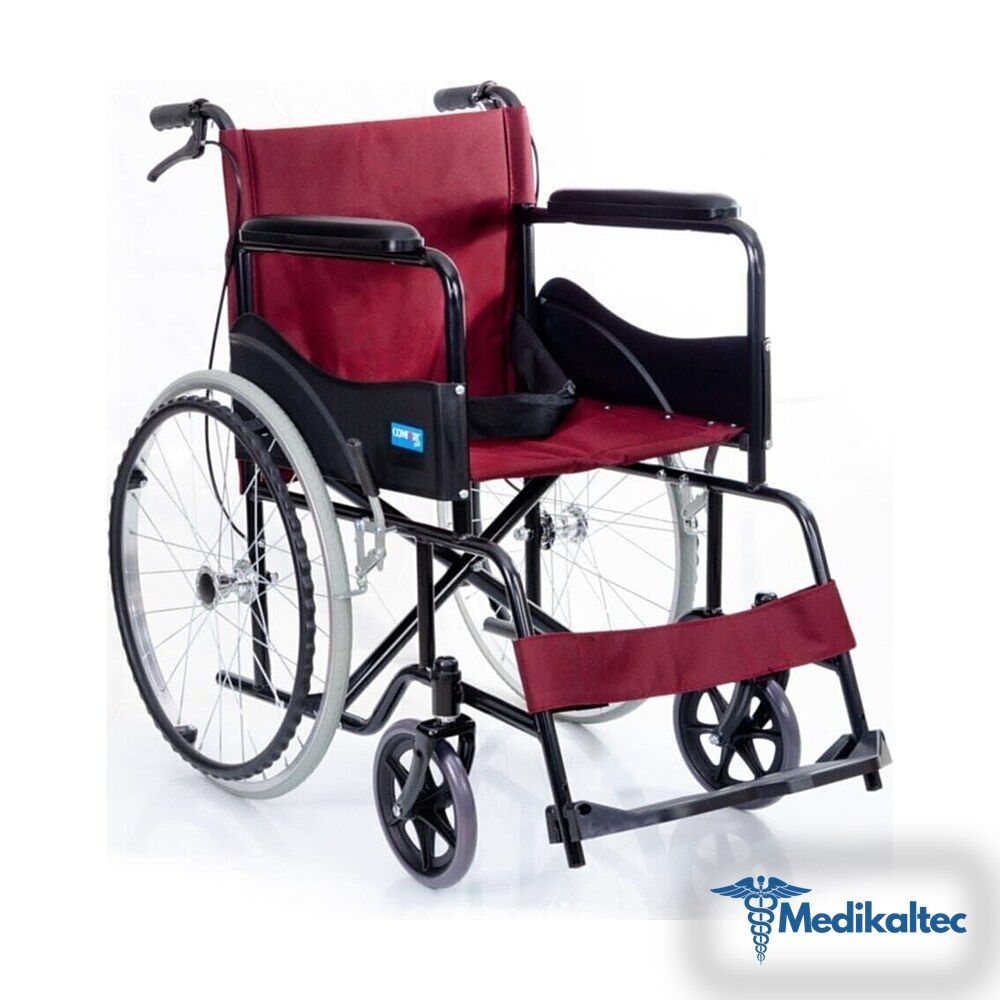 Medikaltec Dm809 Bordo Kumaş Standart Transfer Refakatçı Frenli Tekerlekli Sandalye Medikaltec2673 - Görsel 1 (Ön görünüm)
