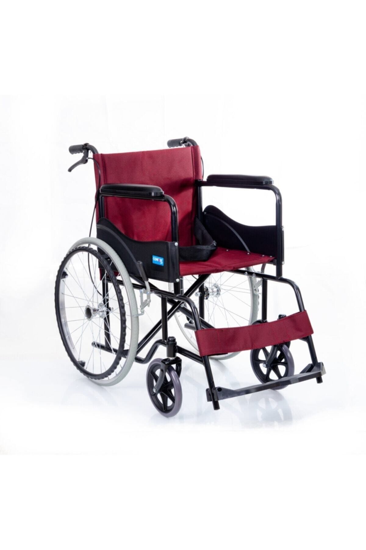 Medikaltec Dm809 Bordo Kumaş Standart Transfer Refakatçı Frenli Tekerlekli Sandalye Medikaltec2673 - Görsel 1 (Ön görünüm)