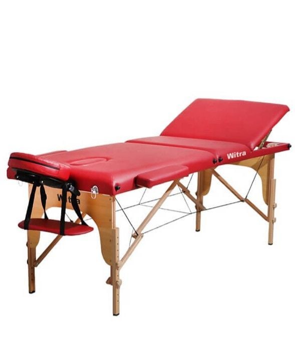 Kırmızı Katlanabilir Masaj Yatağı – 250  - Kırmızı 3 Parçalı Katlanabilir Masaj Yatağı – kg Kapasite