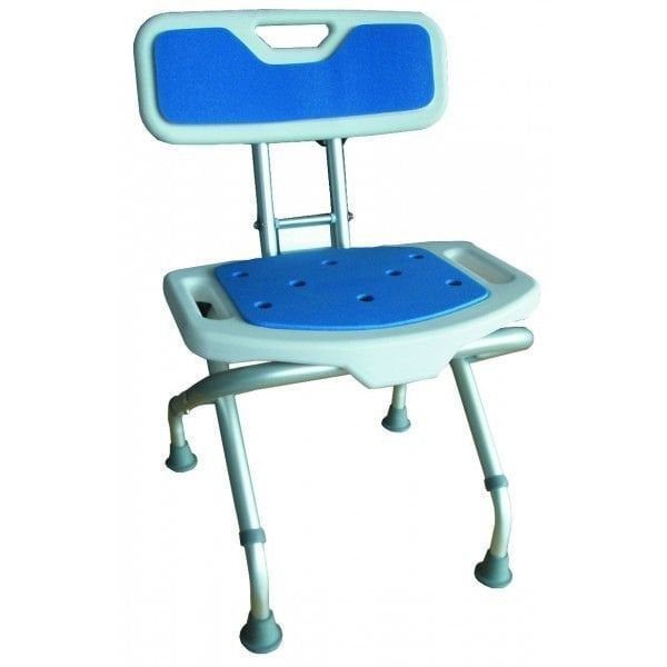 Medikaltec Fransız Malı Banyo Duş Tabure Mavi Sırtlıklı Katlanır 528015