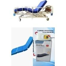 3 Motorlu Abs Başlıklı Tabanca Korkuluklu Hasta Karyolası + 4 Parçalı Yatak +A+B Sistemli 8cm Boru Tipi Havalı Yatak Takım